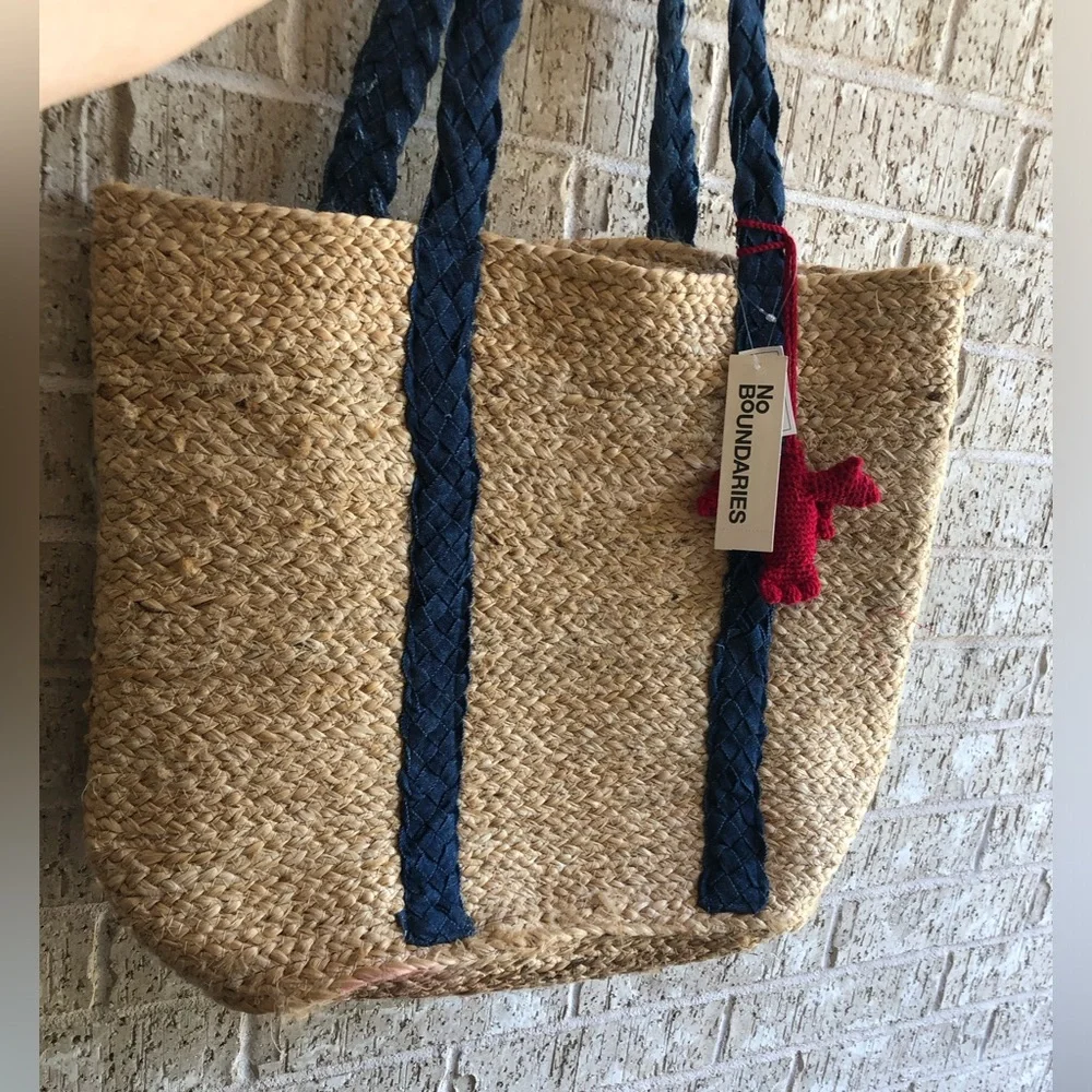 🦞Beach Icons Large Woven Jute Tote Bag 
